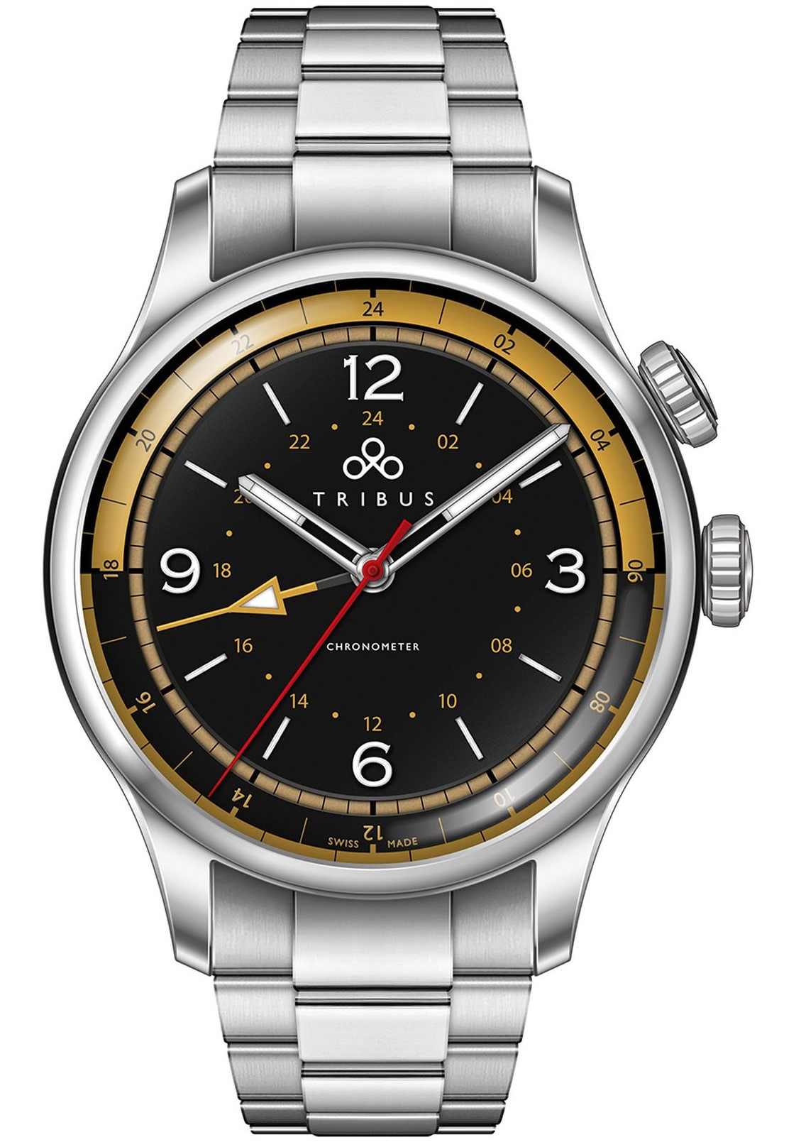 FS Tribus TRI-02 GMT - 3 Timezone GMT - COSC Chronometer - Steel Bracelet -  Full Kit - PRICE REDUCTION