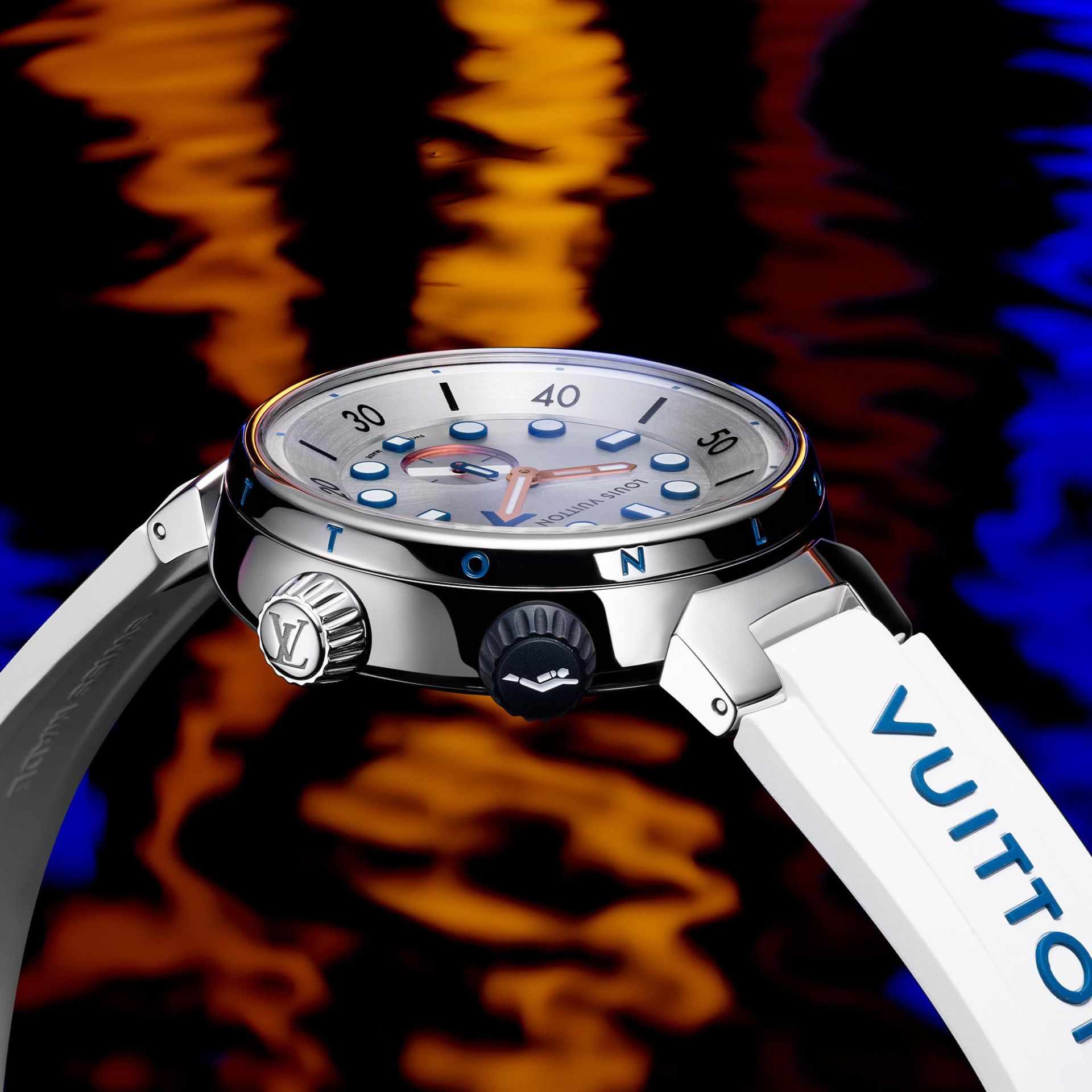 Louis Vuitton Tambour Street Diver, automatic, 44mm, Steel Blue
